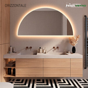 Specchio Mezza Luna a LED retroilluminato su MISURA orizzontale